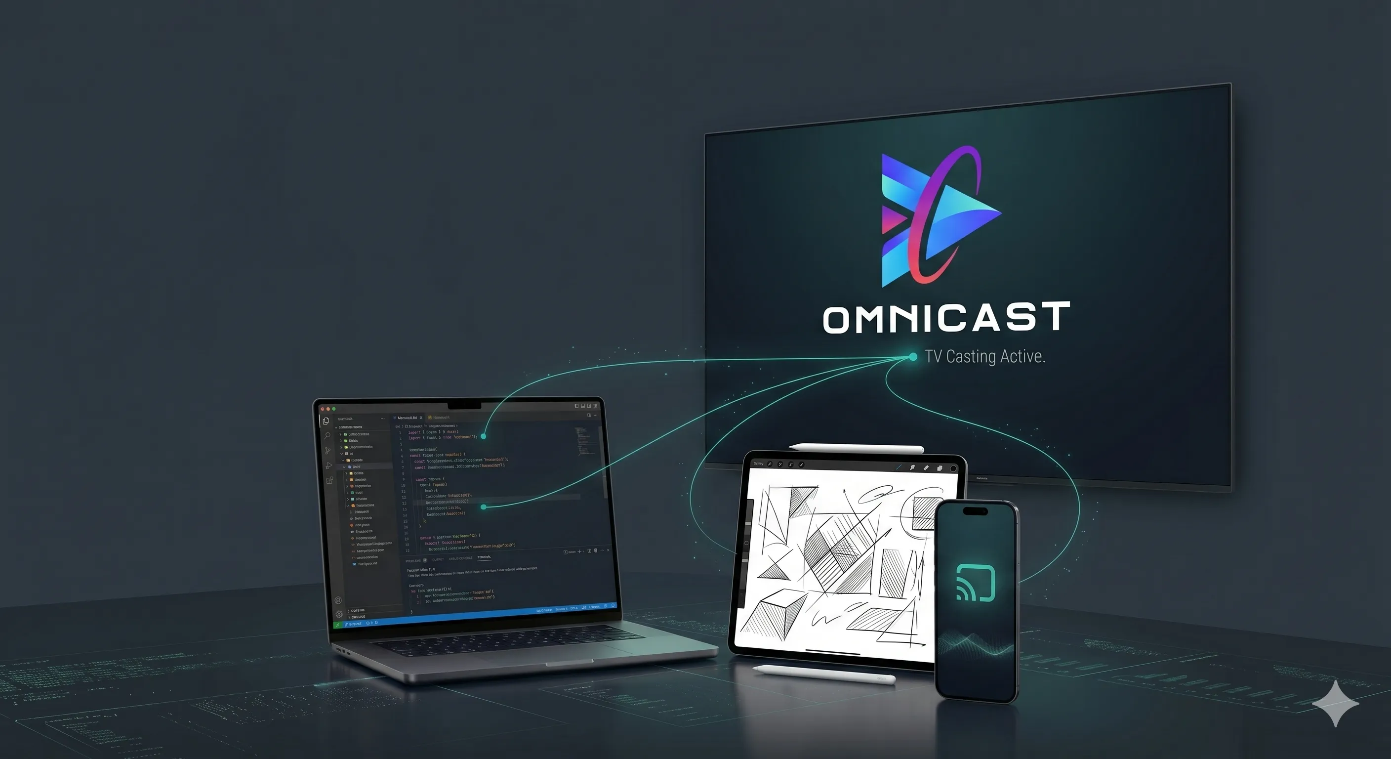 OmniCast casting from MacBook and iPad to a smart TV
